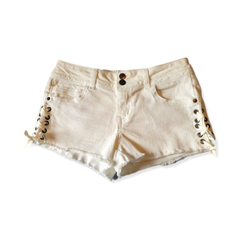 TATTOO JEANS Low-Rise White Jeans Shorts with Side Lace Size 5
